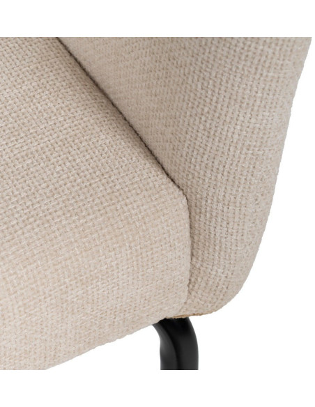 Fauteuil de table moderne chic Tissu Blanc Métal Noir Ivreno (Lot de 2) - 10