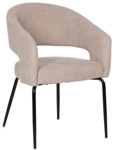 Fauteuil de table moderne chic Tissu Beige Métal Noir Ivreno (Lot de 2) - 1