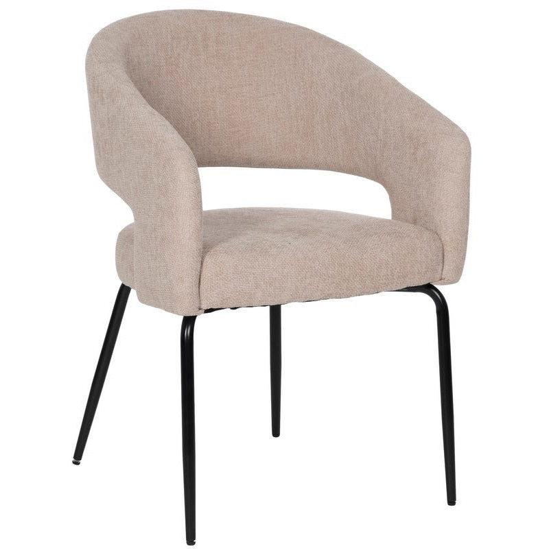 Fauteuil de table moderne chic Tissu Beige Métal Noir Ivreno (Lot de 2) - 1