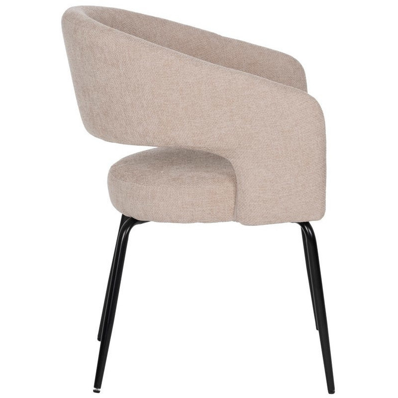 Fauteuil de table moderne chic Tissu Beige Métal Noir Ivreno (Lot de 2) - 2