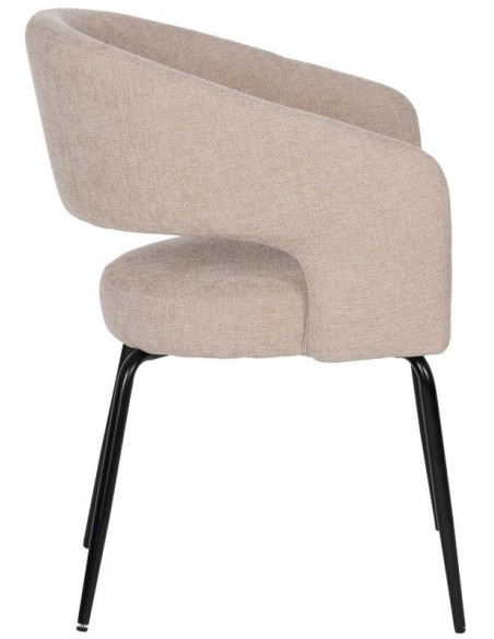 Fauteuil de table moderne chic Tissu Beige Métal Noir Ivreno (Lot de 2) - 2