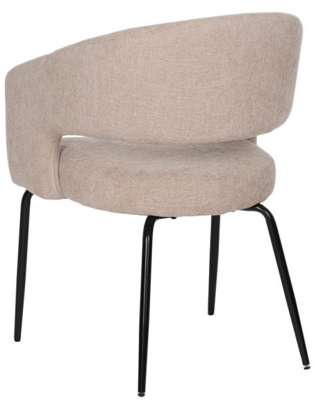 Fauteuil de table moderne chic Tissu Beige Métal Noir Ivreno (Lot de 2) - 3