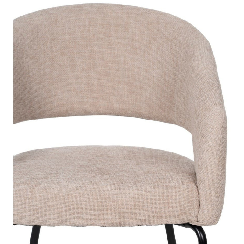 Fauteuil de table moderne chic Tissu Beige Métal Noir Ivreno (Lot de 2) - 4
