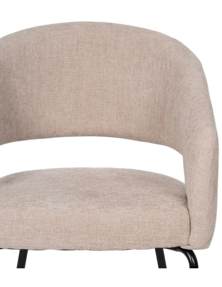 Fauteuil de table moderne chic Tissu Beige Métal Noir Ivreno (Lot de 2) - 4