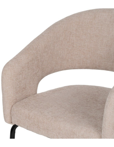 Fauteuil de table moderne chic Tissu Beige Métal Noir Ivreno (Lot de 2) - 5