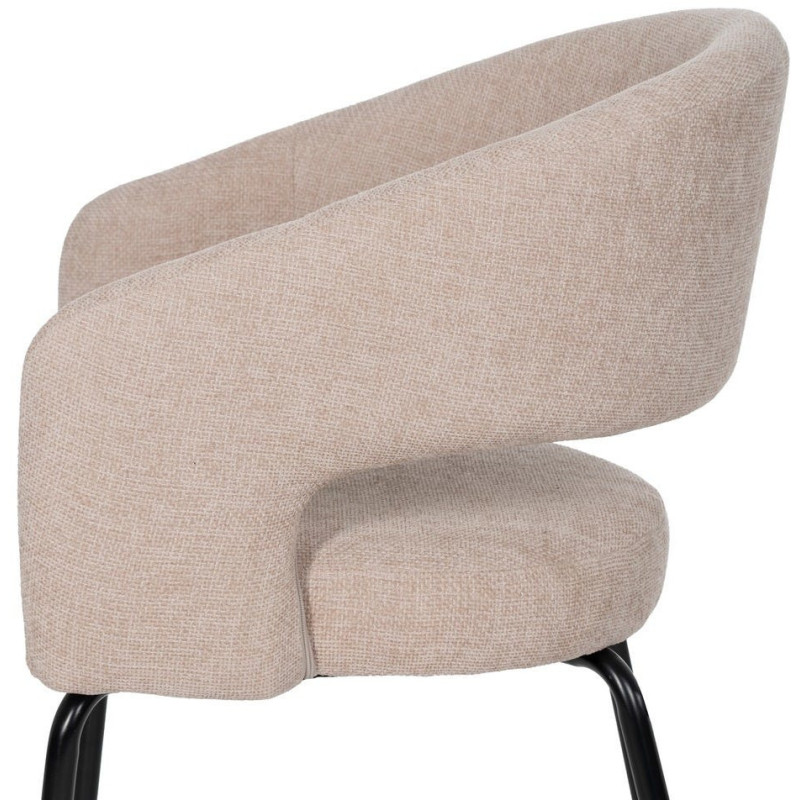 Fauteuil de table moderne chic Tissu Beige Métal Noir Ivreno (Lot de 2) - 6