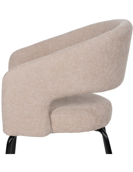 Fauteuil de table moderne chic Tissu Beige Métal Noir Ivreno (Lot de 2) - 6