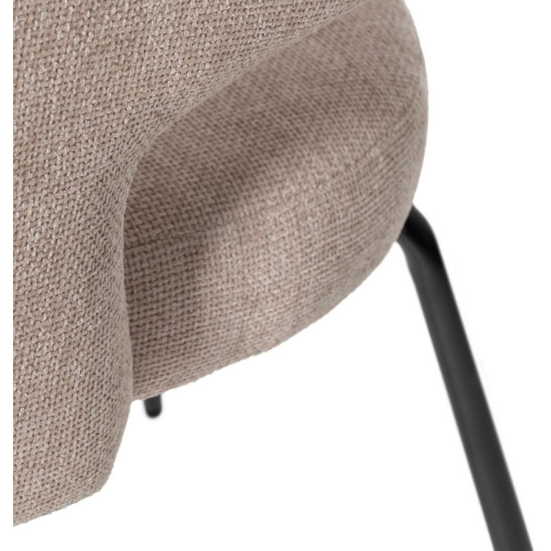 Fauteuil de table moderne chic Tissu Beige Métal Noir Ivreno (Lot de 2) - 9