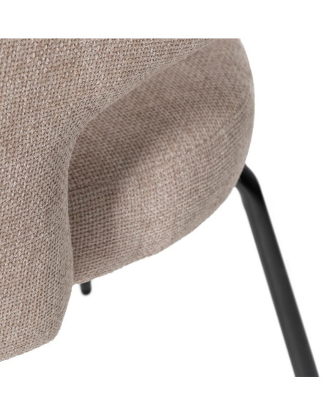 Fauteuil de table moderne chic Tissu Beige Métal Noir Ivreno (Lot de 2) - 9
