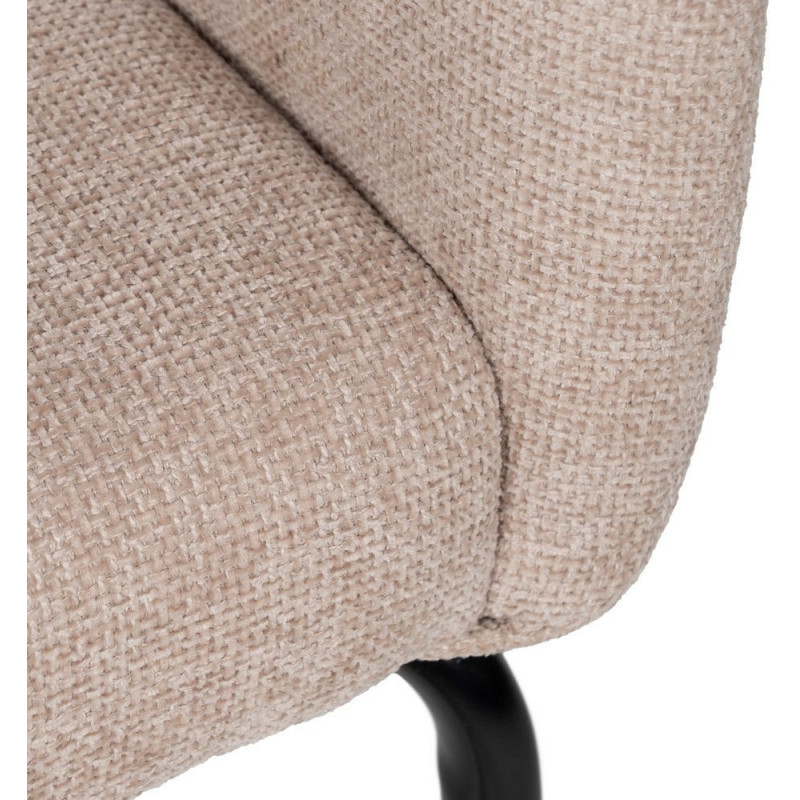 Fauteuil de table moderne chic Tissu Beige Métal Noir Ivreno (Lot de 2) - 10