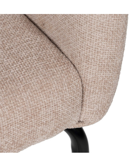 Fauteuil de table moderne chic Tissu Beige Métal Noir Ivreno (Lot de 2) - 10