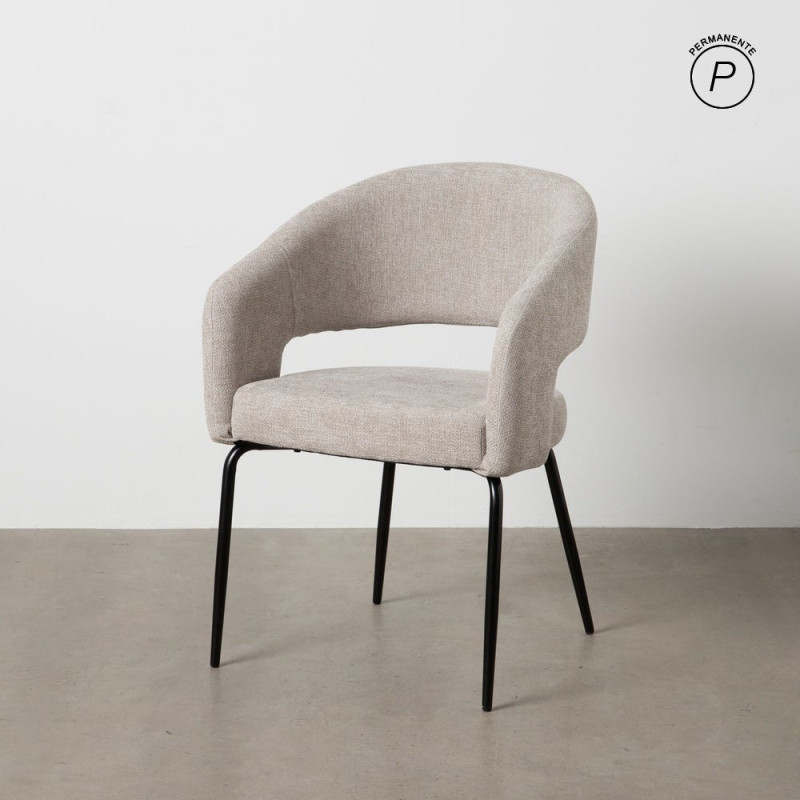 Fauteuil de table moderne chic Tissu Vieux gris Métal Noir Ivreno (Lot de 2) - 11