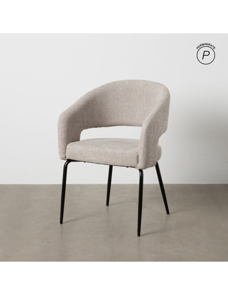 Fauteuil de table moderne chic Tissu Vieux gris Métal Noir Ivreno (Lot de 2) - 11