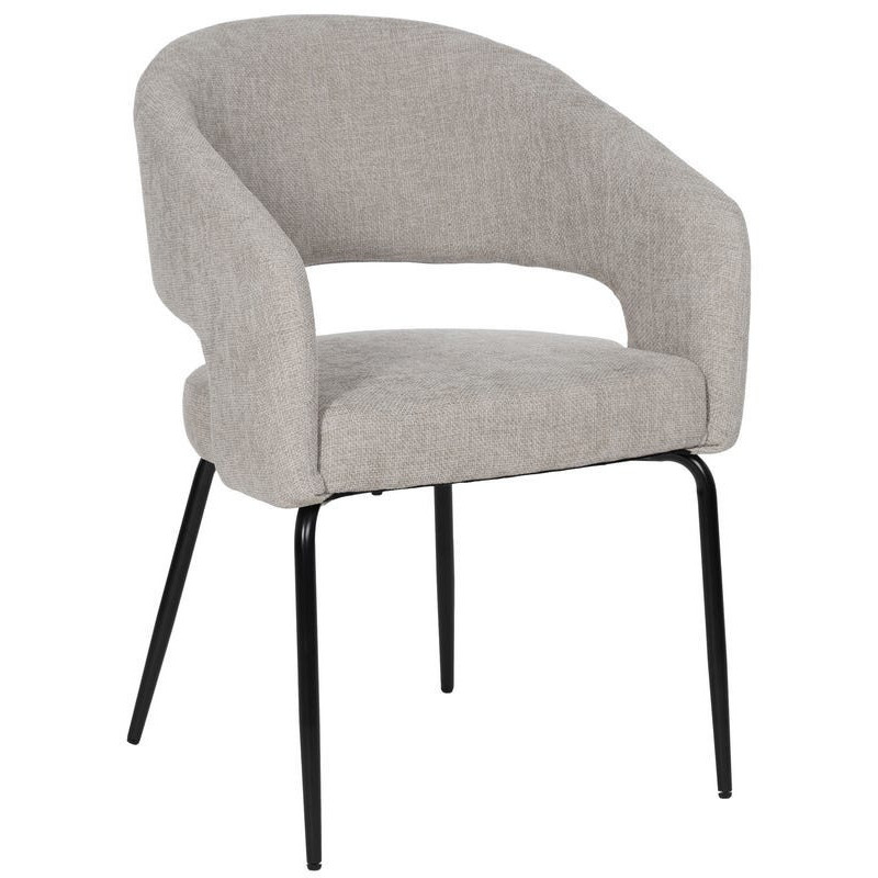 Fauteuil de table moderne chic Tissu Vieux gris Métal Noir Ivreno (Lot de 2) - 1