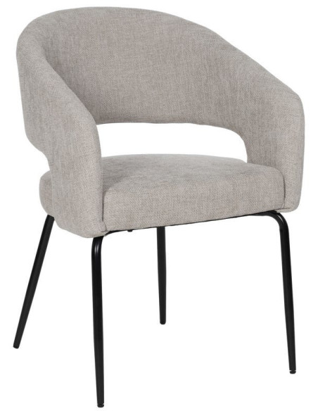 Fauteuil de table moderne chic Tissu Vieux gris Métal Noir Ivreno (Lot de 2) - 1
