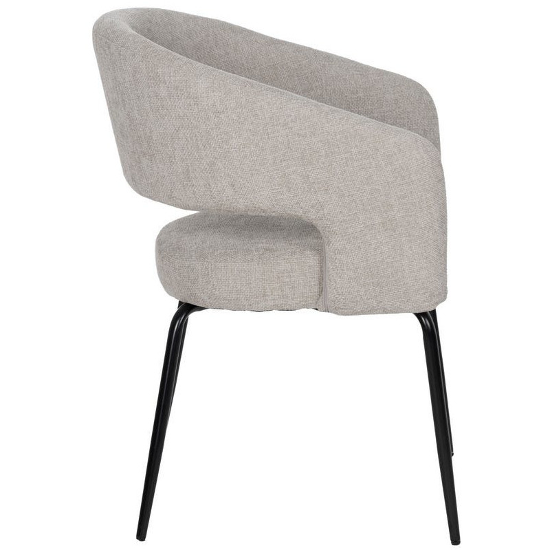 Fauteuil de table moderne chic Tissu Vieux gris Métal Noir Ivreno (Lot de 2) - 2