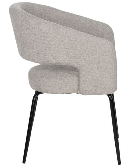 Fauteuil de table moderne chic Tissu Vieux gris Métal Noir Ivreno (Lot de 2) - 2