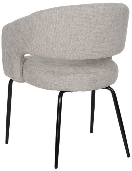 Fauteuil de table moderne chic Tissu Vieux gris Métal Noir Ivreno (Lot de 2) - 3