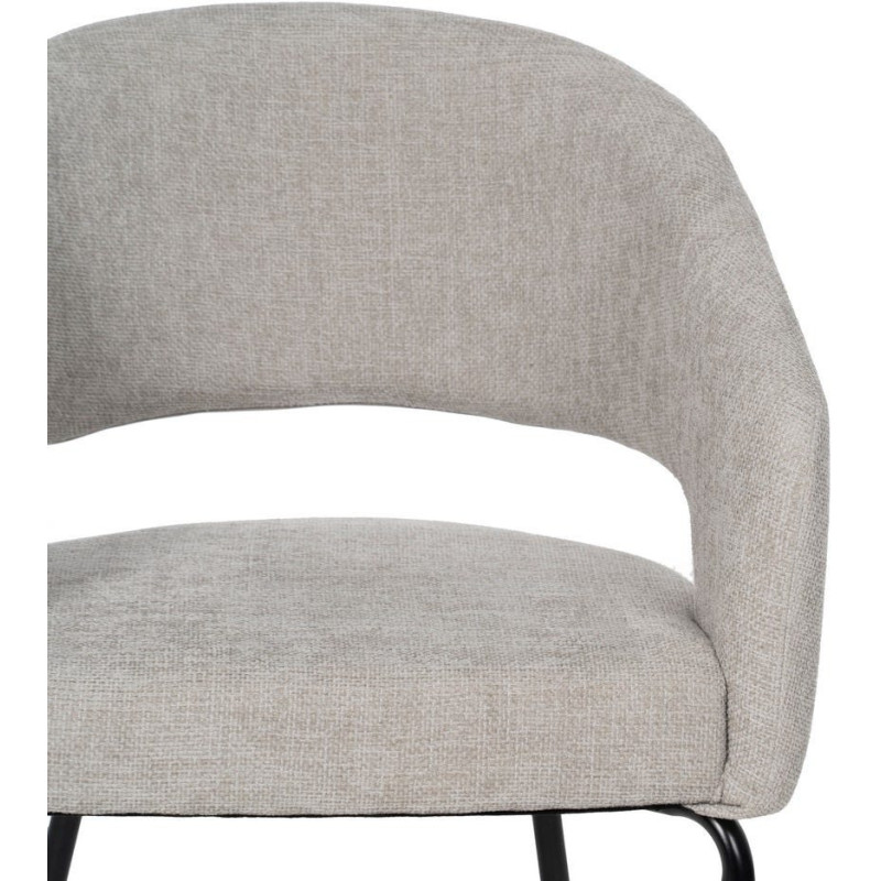 Fauteuil de table moderne chic Tissu Vieux gris Métal Noir Ivreno (Lot de 2) - 4