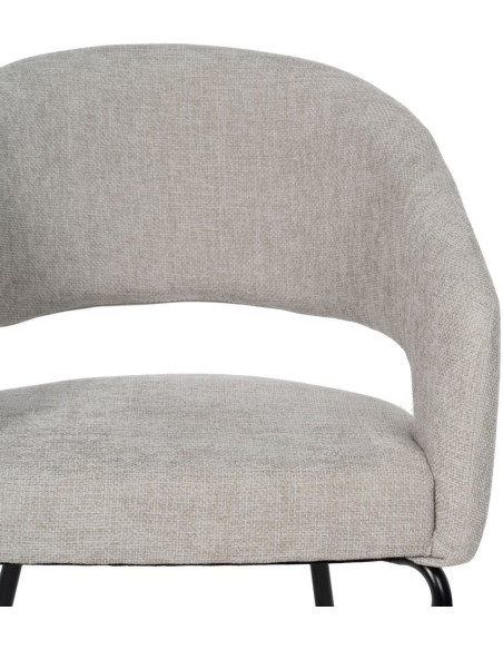 Fauteuil de table moderne chic Tissu Vieux gris Métal Noir Ivreno (Lot de 2) - 4