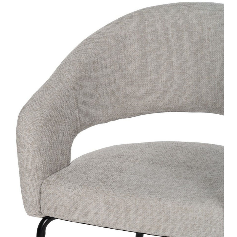 Fauteuil de table moderne chic Tissu Vieux gris Métal Noir Ivreno (Lot de 2) - 5