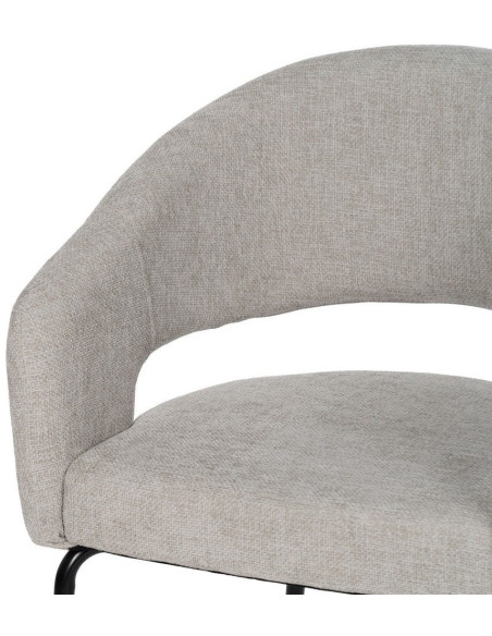 Fauteuil de table moderne chic Tissu Vieux gris Métal Noir Ivreno (Lot de 2) - 5