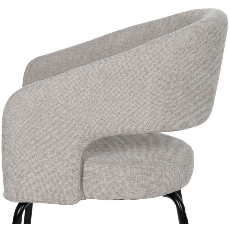 Fauteuil de table moderne chic Tissu Vieux gris Métal Noir Ivreno (Lot de 2) - 6