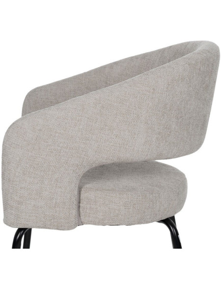 Fauteuil de table moderne chic Tissu Vieux gris Métal Noir Ivreno (Lot de 2) - 6