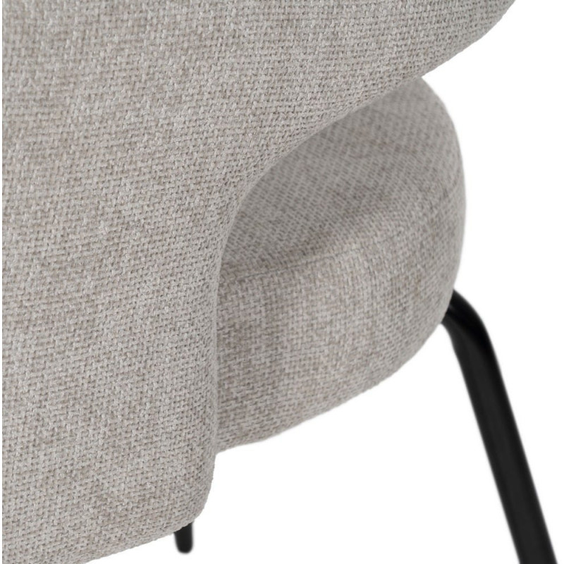 Fauteuil de table moderne chic Tissu Vieux gris Métal Noir Ivreno (Lot de 2) - 9