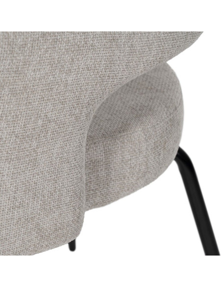 Fauteuil de table moderne chic Tissu Vieux gris Métal Noir Ivreno (Lot de 2) - 9