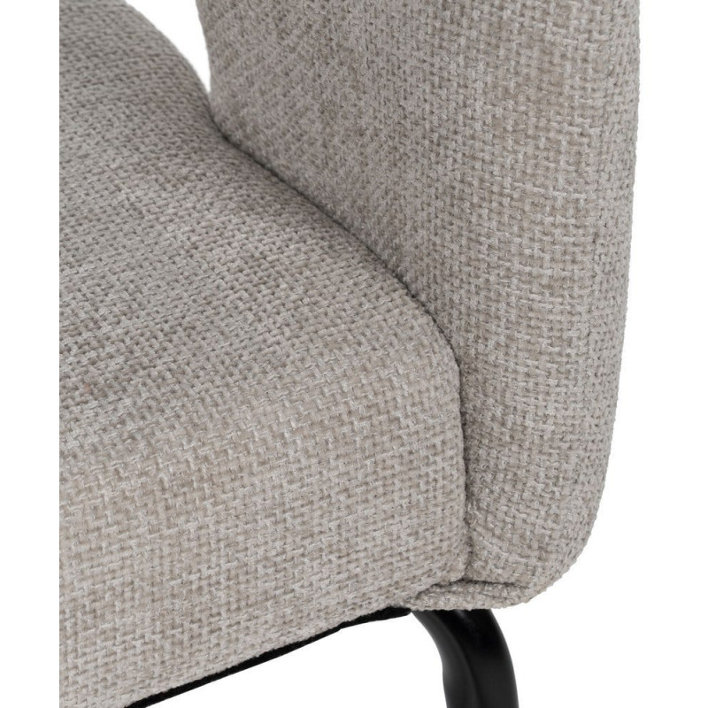 Fauteuil de table moderne chic Tissu Vieux gris Métal Noir Ivreno (Lot de 2) - 10