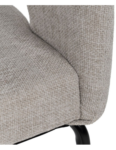 Fauteuil de table moderne chic Tissu Vieux gris Métal Noir Ivreno (Lot de 2) - 10