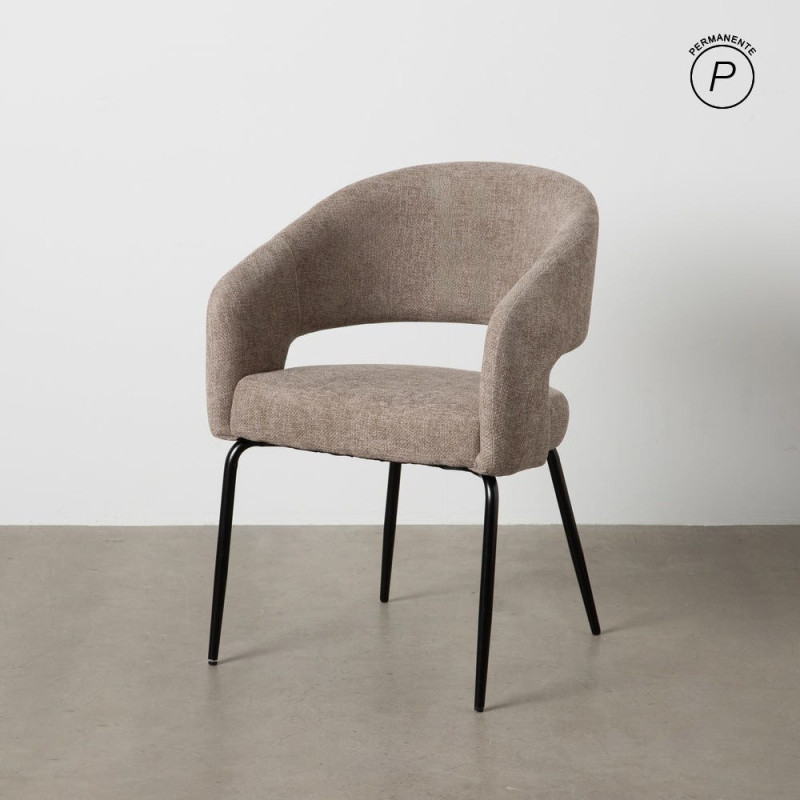 Fauteuil de table moderne chic Tissu Gris Métal Noir Ivreno (Lot de 2) - 11