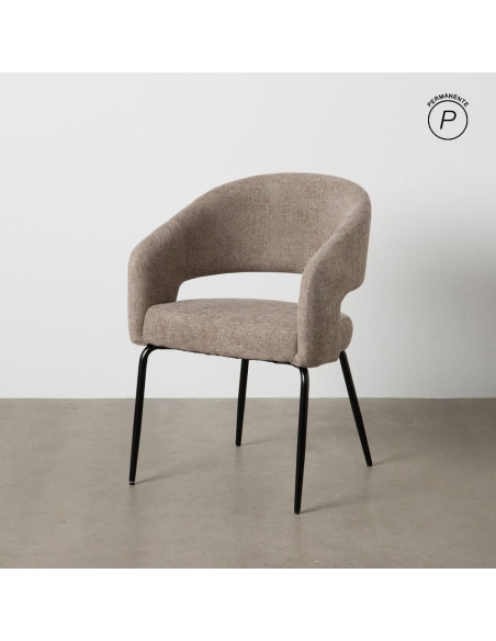 Fauteuil de table moderne chic Tissu Gris Métal Noir Ivreno (Lot de 2) - 11