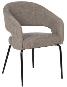 Fauteuil de table moderne chic Tissu Gris Métal Noir Ivreno (Lot de 2) - 1