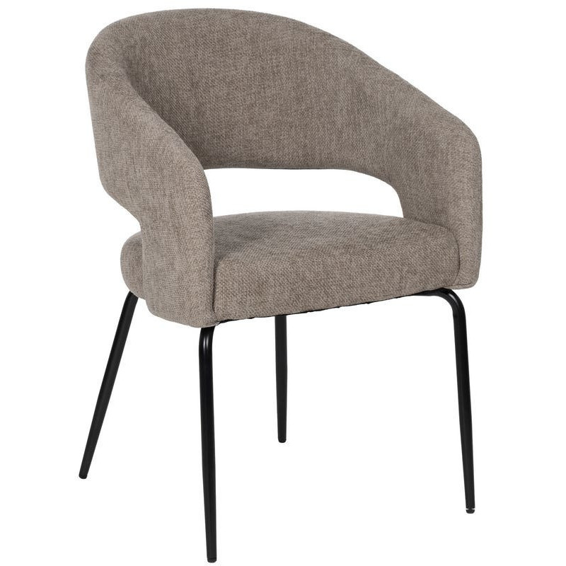 Fauteuil de table moderne chic Tissu Gris Métal Noir Ivreno (Lot de 2) - 1