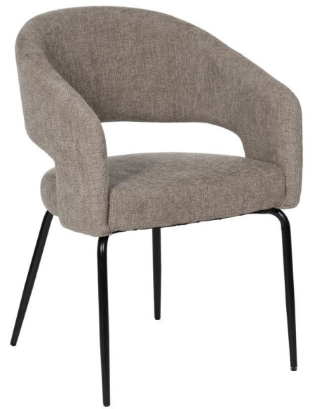 Fauteuil de table moderne chic Tissu Gris Métal Noir Ivreno (Lot de 2) - 1