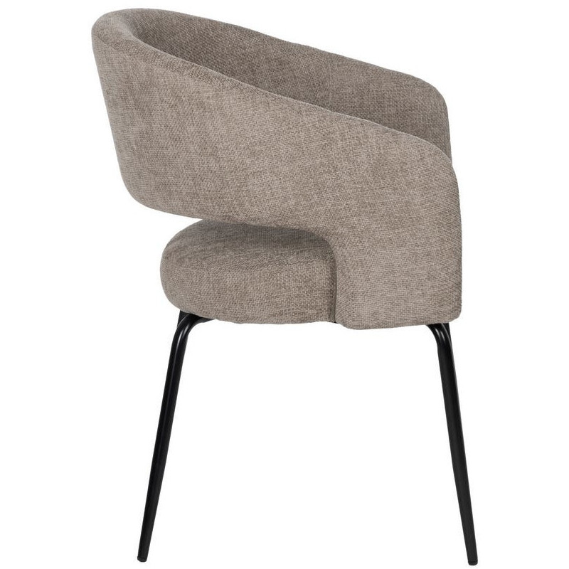 Fauteuil de table moderne chic Tissu Gris Métal Noir Ivreno (Lot de 2) - 2