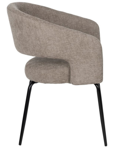 Fauteuil de table moderne chic Tissu Gris Métal Noir Ivreno (Lot de 2) - 2
