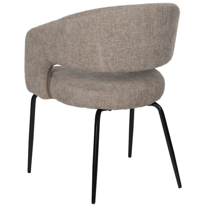Fauteuil de table moderne chic Tissu Gris Métal Noir Ivreno (Lot de 2) - 3