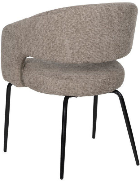 Fauteuil de table moderne chic Tissu Gris Métal Noir Ivreno (Lot de 2) - 3