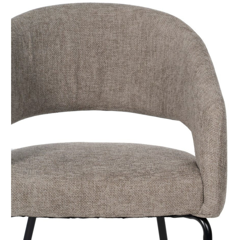 Fauteuil de table moderne chic Tissu Gris Métal Noir Ivreno (Lot de 2) - 4