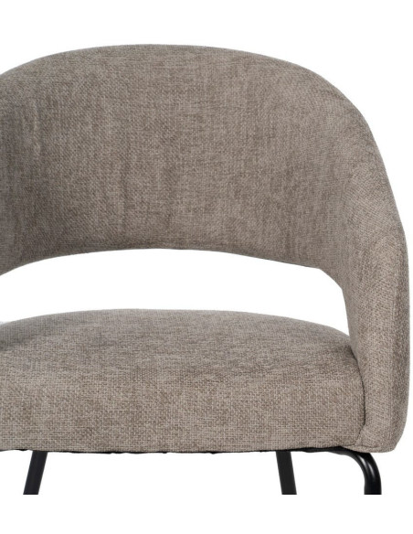 Fauteuil de table moderne chic Tissu Gris Métal Noir Ivreno (Lot de 2) - 4