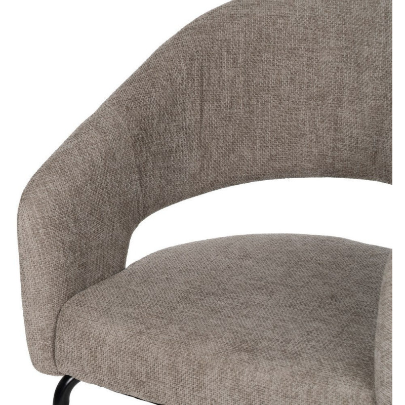Fauteuil de table moderne chic Tissu Gris Métal Noir Ivreno (Lot de 2) - 5