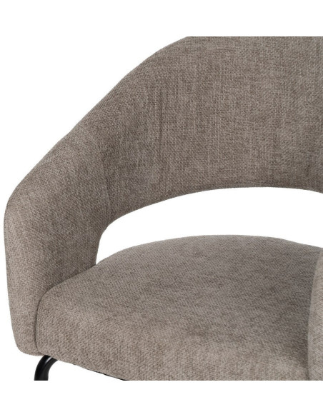Fauteuil de table moderne chic Tissu Gris Métal Noir Ivreno (Lot de 2) - 5