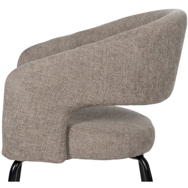 Fauteuil de table moderne chic Tissu Gris Métal Noir Ivreno (Lot de 2) - 6