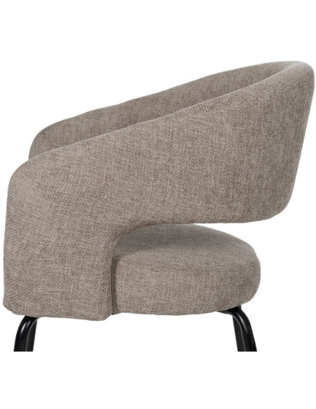 Fauteuil de table moderne chic Tissu Gris Métal Noir Ivreno (Lot de 2) - 6