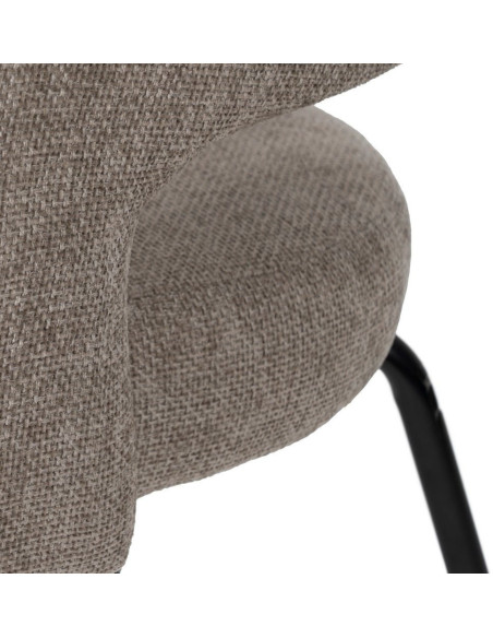 Fauteuil de table moderne chic Tissu Gris Métal Noir Ivreno (Lot de 2) - 9