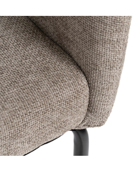 Fauteuil de table moderne chic Tissu Gris Métal Noir Ivreno (Lot de 2) - 10