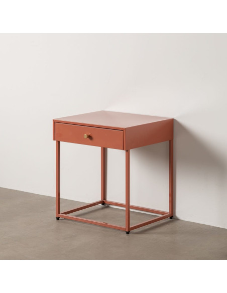 Table de chevet moderne 1 tiroir Métal Terracotta Brillant Irelia - 10